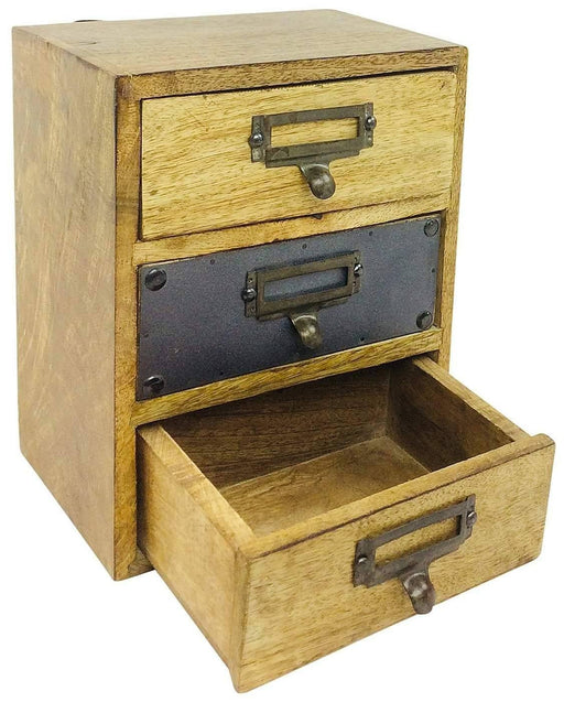 Solid Wood Cabinet With 3 Drawers 24cm - Lost Land Interiors