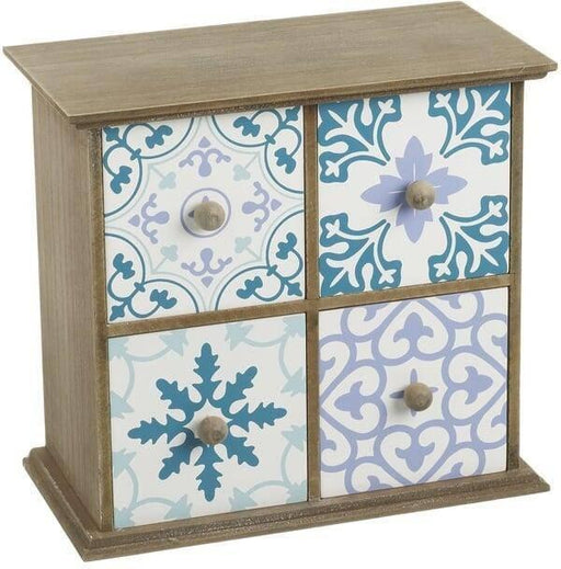 Wooden Blue Tone Four Draw - Lost Land Interiors