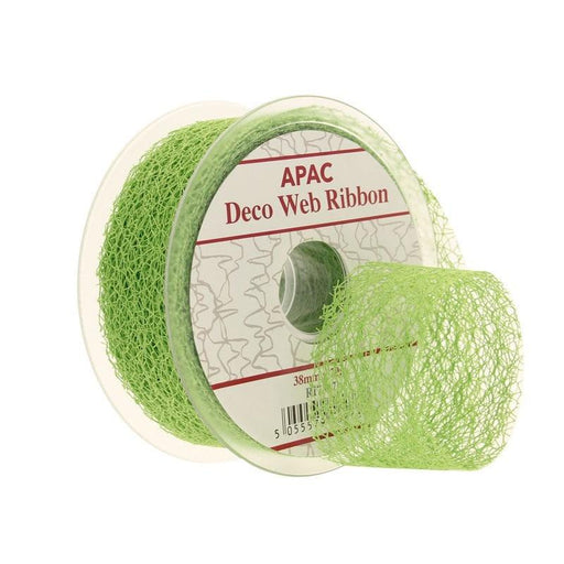 Lime Green Deco Web Ribbon 38mm - Lost Land Interiors