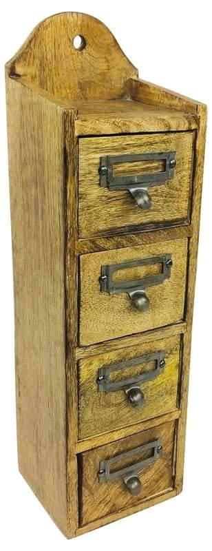 Solid Wood Cabinet With 4 Drawers 44cm - Lost Land Interiors
