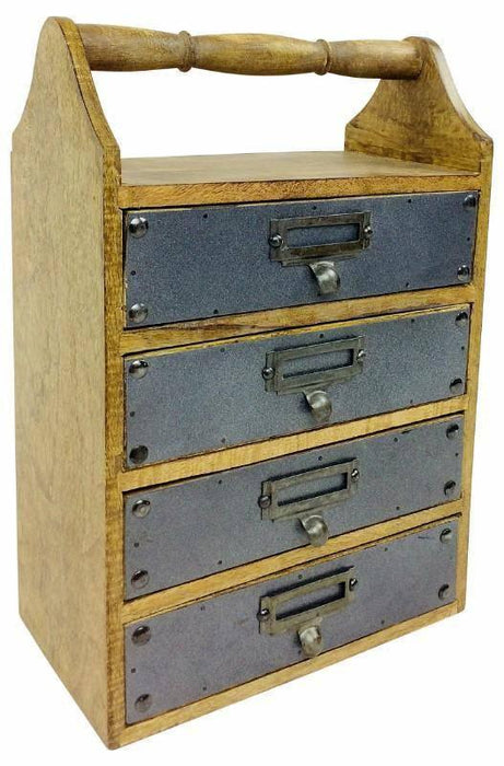 Solid Wood Cabinet With 4 Drawers 38cm - Lost Land Interiors