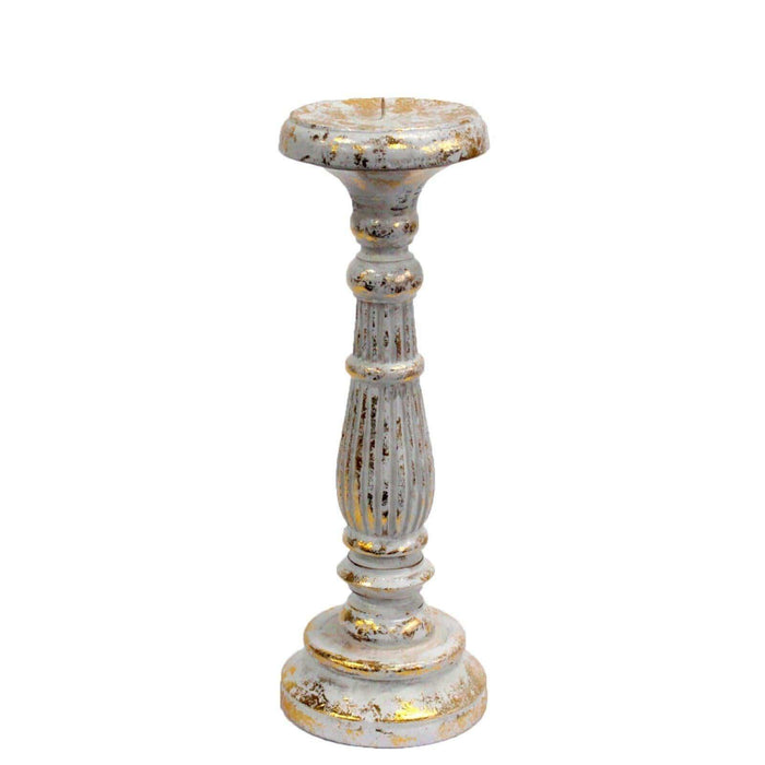Handmade Indonesian  White + Gold Candle Stand - Lost Land Interiors