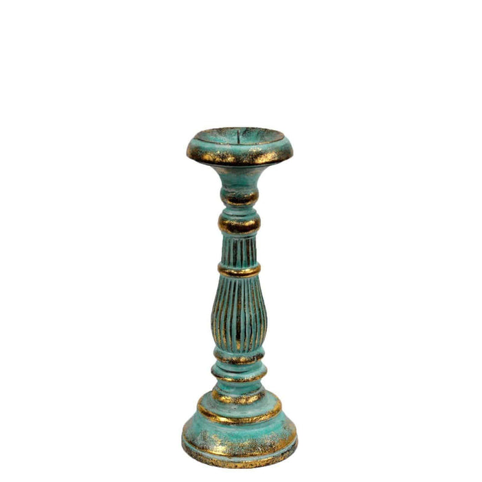 Handmade Indonesian - Turquoise + Gold Candle Stand - Lost Land Interiors