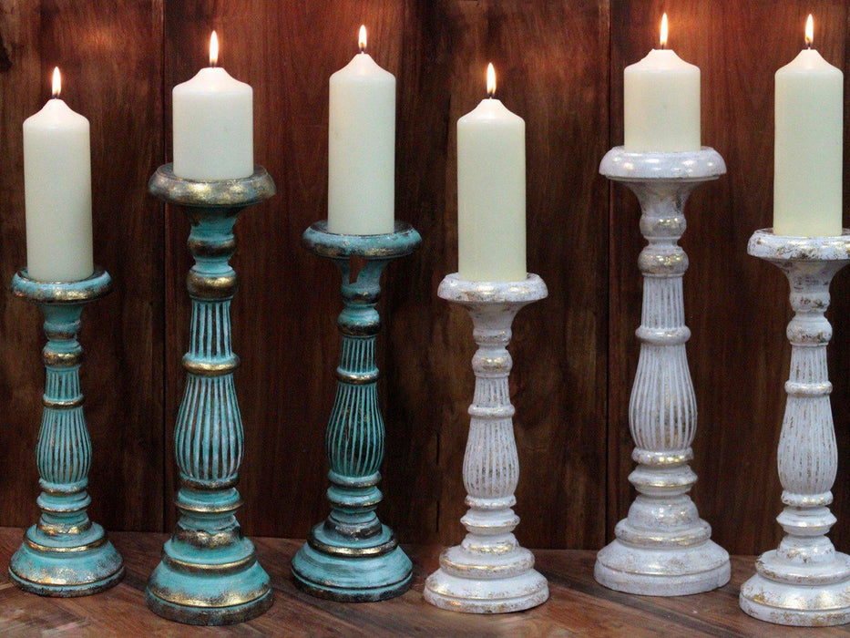 Handmade Indonesian - Turquoise + Gold Candle Stand - Lost Land Interiors