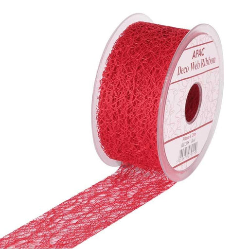 Red Deco Web Ribbon (50mm x 20m) - Lost Land Interiors