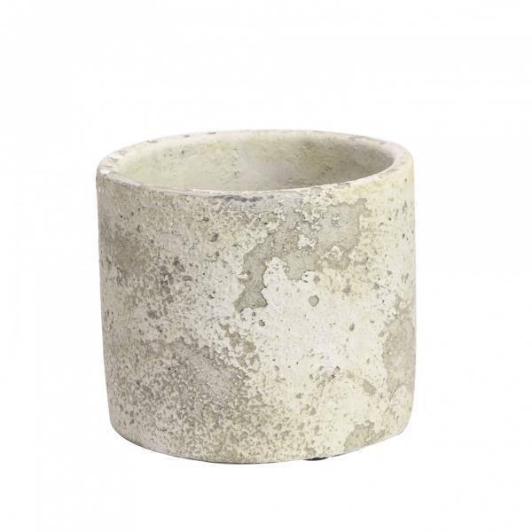 Rustic Round Cement Flower Pot - Industrial Chic Planter - Lost Land Interiors