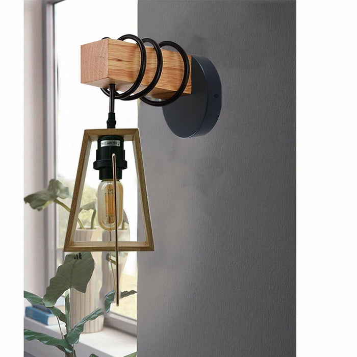 Modern Vintage Retro Industrial Wood Sconce Wall Light Lamp Fitting Fixture~1240 - Lost Land Interiors