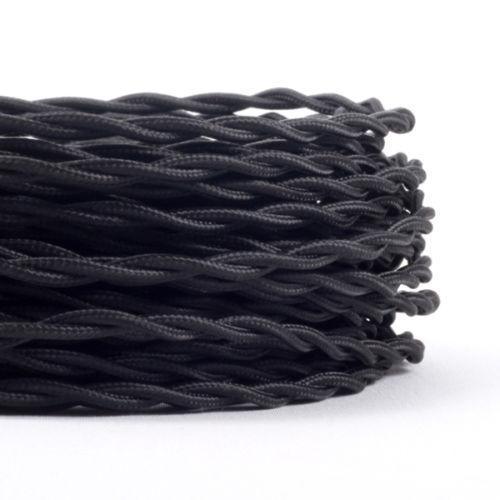 Black 3 Core Twisted Electric Cable covered fabric 0.75mm~1152 - Lost Land Interiors