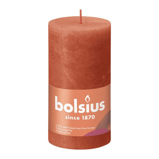 Bolsius Rustic Earthy Orange Shine Pillar Candle (130 x 68mm) - Lost Land Interiors
