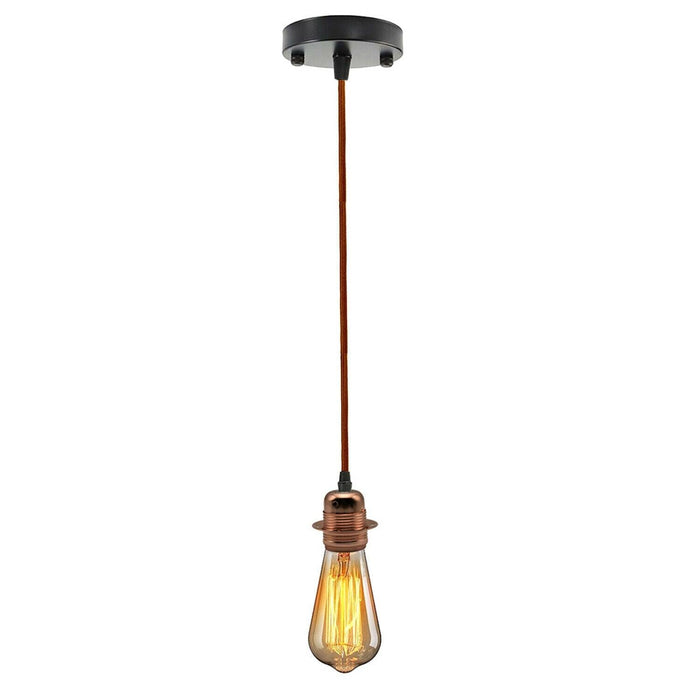 Brown Ceiling Rose Fabric Flex Hanging Pendant Light Lamp Holder FREE Bulb Fitting Lighting Kit~2334 - Lost Land Interiors