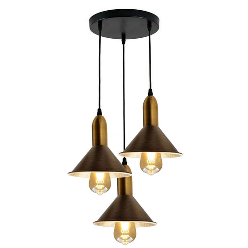Brushed Copper 3 Point Multi Drop Outlet Ceiling Light~1584 - Lost Land Interiors