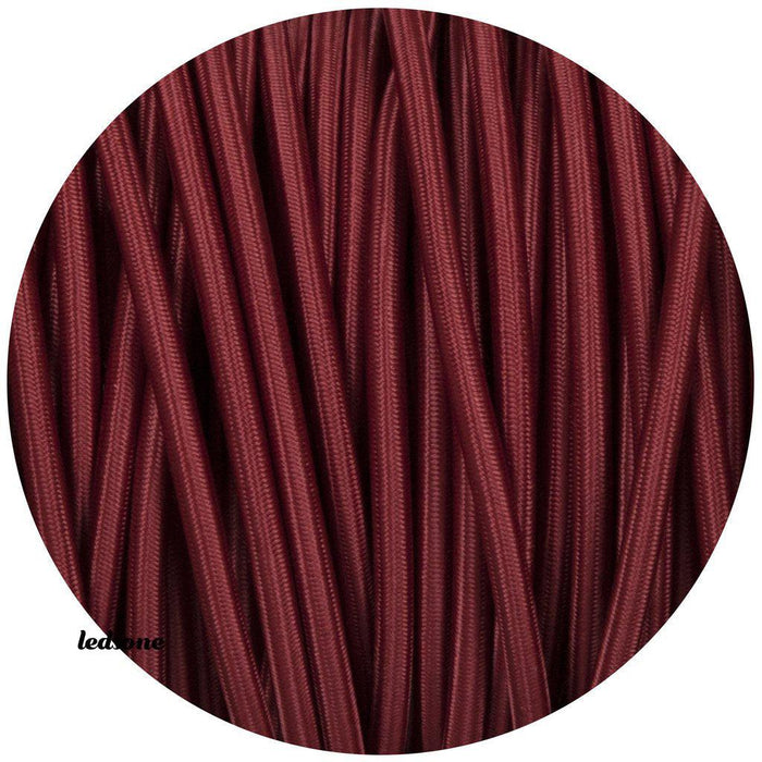 3 core Round Vintage Braided Fabric Burgundy Cable Flex 0.75mm~3190 - Lost Land Interiors