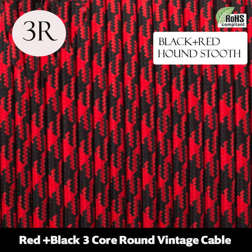 Vintage 3 core Electric round cable covered with colored fabric Textile Cable~4082 - Lost Land Interiors