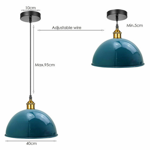 Modern Gloss Royal Blue Metal Dome Ceiling Pendant Light~1843 - Lost Land Interiors