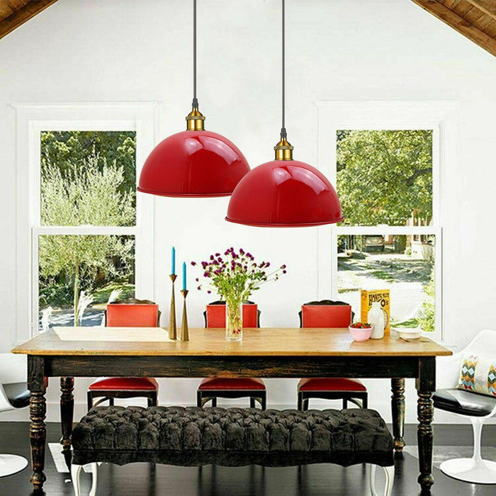 Red Retro Metal Cafe Diner Ceiling Light Pendant Lampshade~1848 - Lost Land Interiors