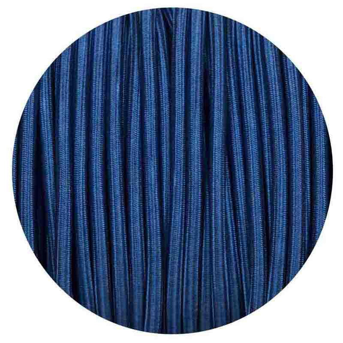 0.75mm 2 core Round Vintage Braided Dark Blue Fabric Covered Light Flex~3026 - Lost Land Interiors