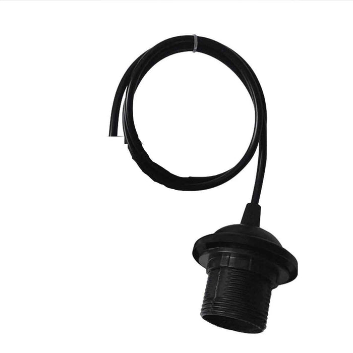 E27 Black Colour Umbrella Holder PVC Round Black Colour 1m Cable Pendant Set~2155 - Lost Land Interiors