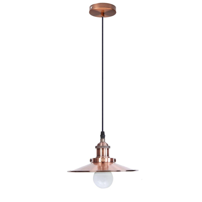 vintage industrial metal retro ceiling pendant light copper shade~1297 - Lost Land Interiors