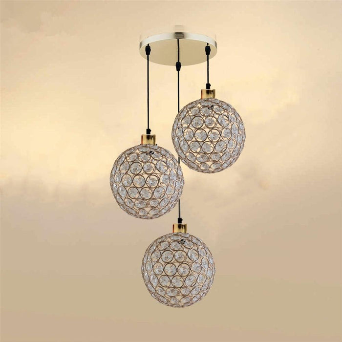 Globe Crystal Glass Light Shade 3 Outlet Pendant Ceiling~1609 - Lost Land Interiors