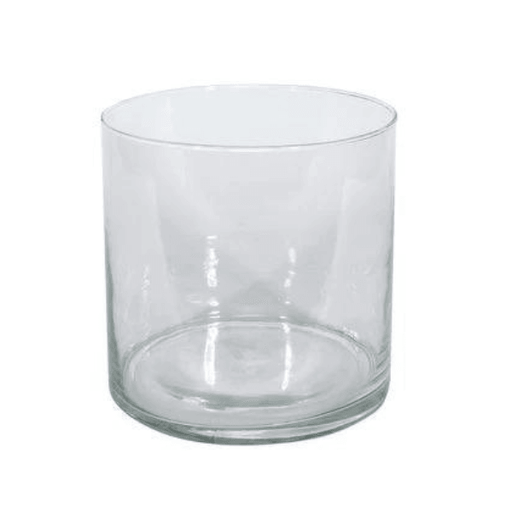 Clear Cylinder Glass Vase 20 x 20cm Hot Cut Vase - Lost Land Interiors