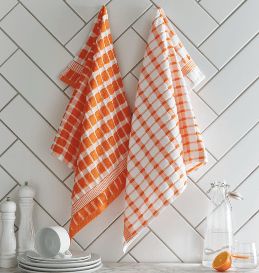 PACK OF 2 KITCHEN TOWELS Brecon ORANGE - Lost Land Interiors