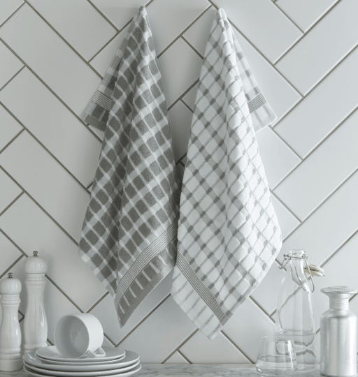 PACK OF 2 KITCHEN TOWELS Brecon GREY KBREP - Lost Land Interiors