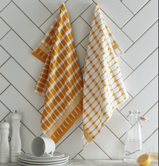 PACK OF 2 KITCHEN TOWELS Brecon MUSTARD - Lost Land Interiors