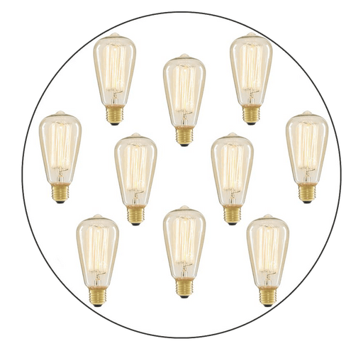 10 x ST64 E27 60W Vintage Antique Retro Edison Lamp Light Bulbs Filament 220V UK~2184 - Lost Land Interiors