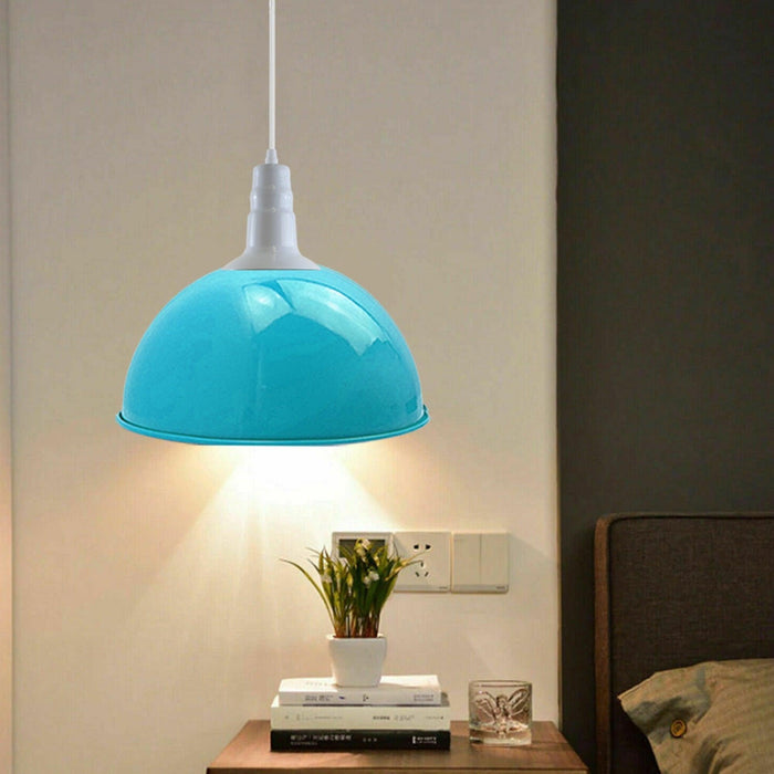 2 Pack Lampshade Vintage Industrial Metal Blue Ceiling Pendant Lights Shade~3566 - Lost Land Interiors