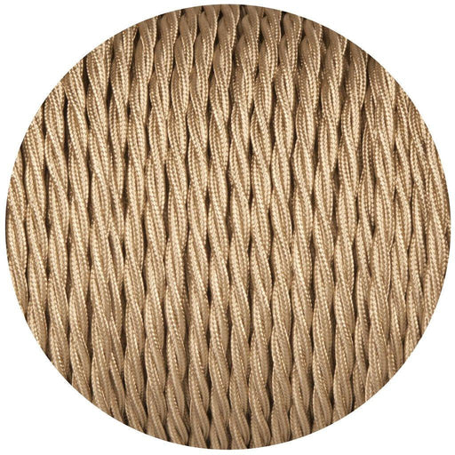 5m Light Gold 2 Core Twisted Electric Fabric 0.75mm Cable~1767 - Lost Land Interiors