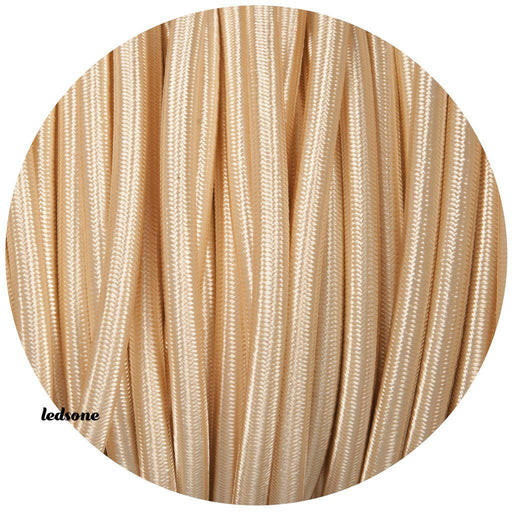 Vintage Braided Fabric Light Gold Colour Cable Flex 0.75mm 3core Round~3195 - Lost Land Interiors