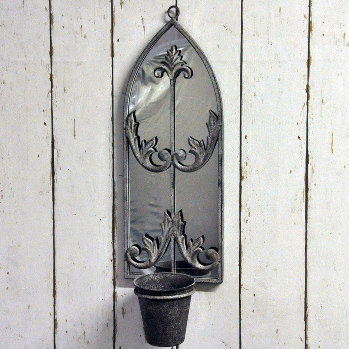 Metal Rusty Wall Mirror With Planter - Lost Land Interiors