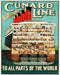 Vintage Metal Sign - Retro Advertising - Cunard Line - Lost Land Interiors