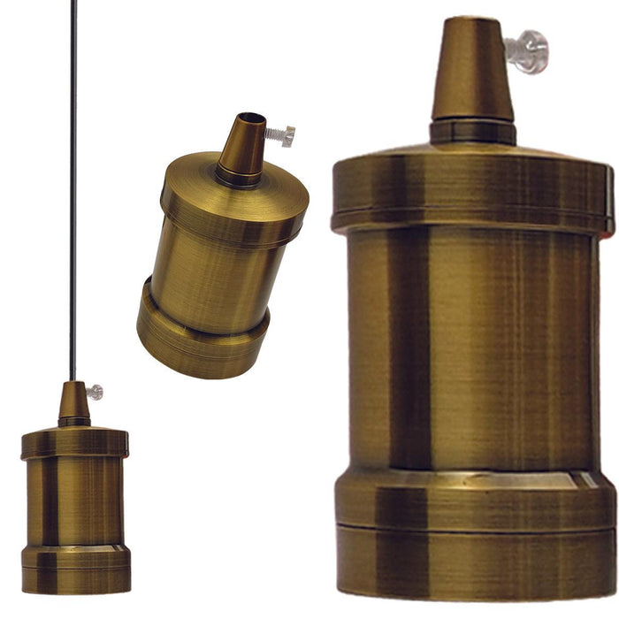 Metal E27 Screw Cap Industrial Lamp Light Bulb Holder Yellow Brass Antique Style Edison~2490 - Lost Land Interiors