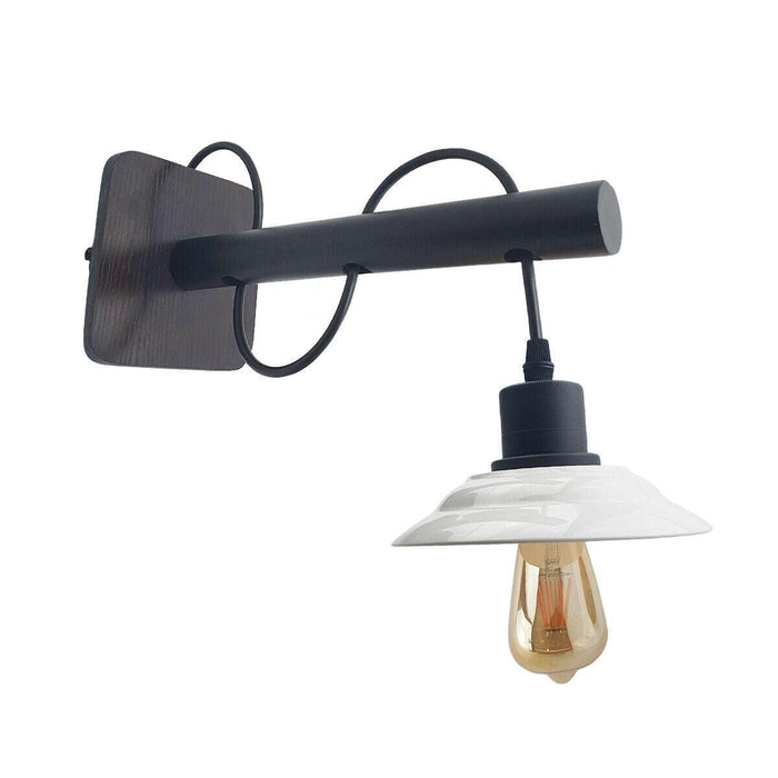 1/2/3 Pack Modern Industrial Black Scone Wall Light With White Shade~2476 - Lost Land Interiors