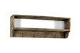 Wooden Wall Shelf with 4 Hooks 54 x 10 x 18 cm - Lost Land Interiors