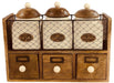 Wooden Cabinet With 3 Jars & Drawers - Lost Land Interiors