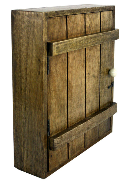 Solid Wood Wall Hanging Key Cabinet with 6 Hooks - Lost Land Interiors