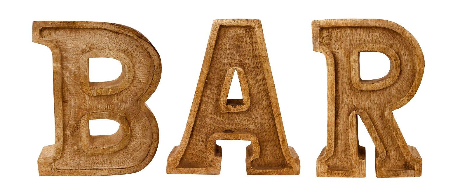 Hand Carved Wooden Embossed Letters Bar - Lost Land Interiors