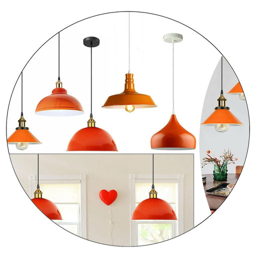 Modern Vintage Industrial E27 Retro Orange Ceiling Wall Lamp Shade Pendant Light~1433 - Lost Land Interiors