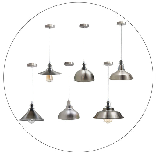Pendant Lighting Metal Industrial Vintage Hanging Ceiling, Satin Nickel, for Kitchen Home Lighting~1268 - Lost Land Interiors