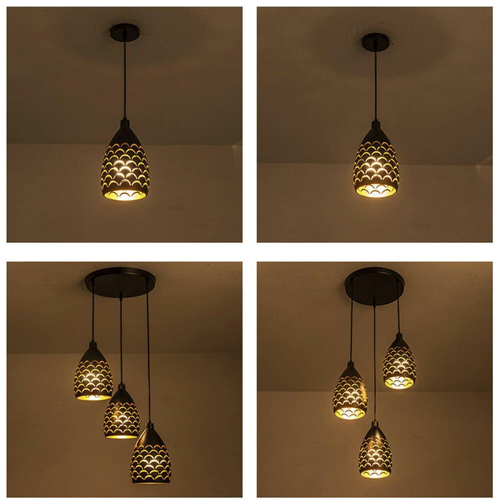 Pendant Cluster Light Fitting Lights Black Cage Style New~2551 - Lost Land Interiors
