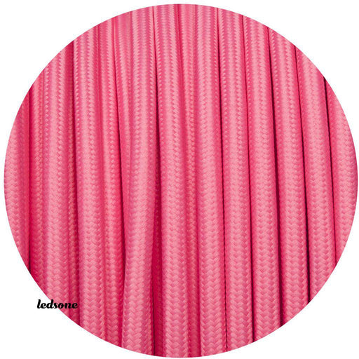 3 core Round Rayon Vintage Braided Fabric Pink Cable Flex 0.75mm~3189 - Lost Land Interiors
