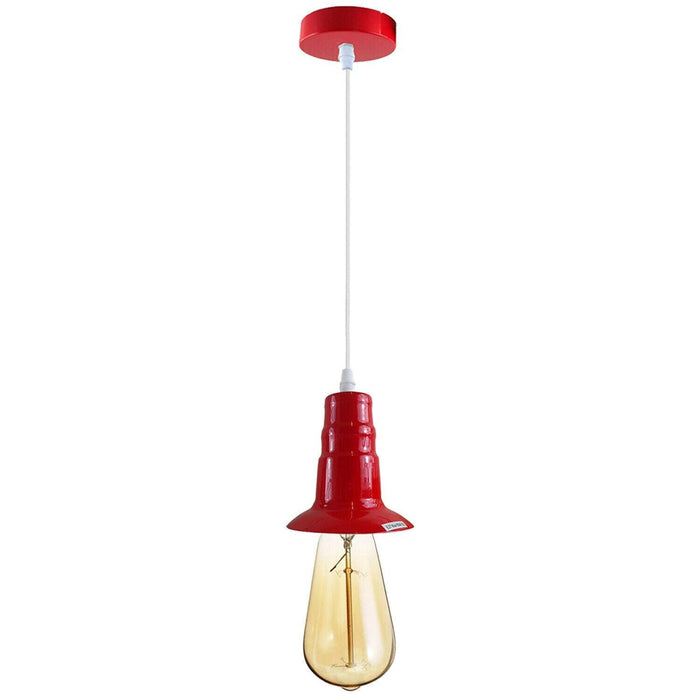 Red Ceiling Light Fitting Industrial Pendant Lamp Bulb Holder~1679 - Lost Land Interiors