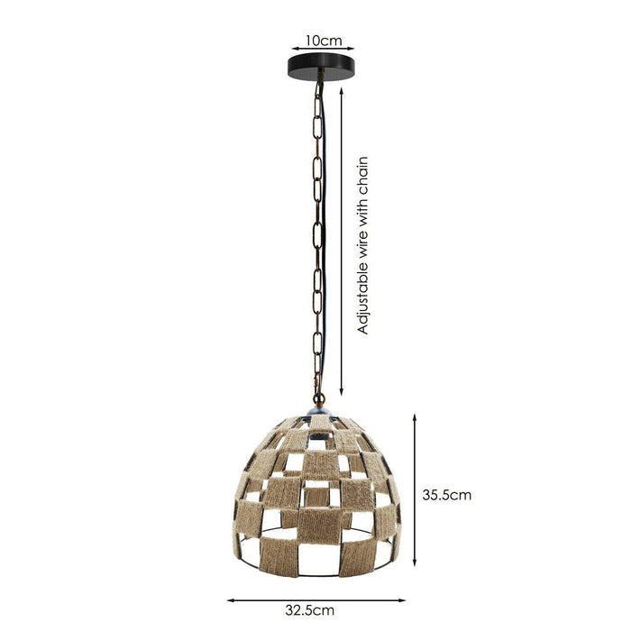 Dome Shape Ceiling Pendant Light Hemp Rope Hanging Light E27 Lamp Shade~1535 - Lost Land Interiors