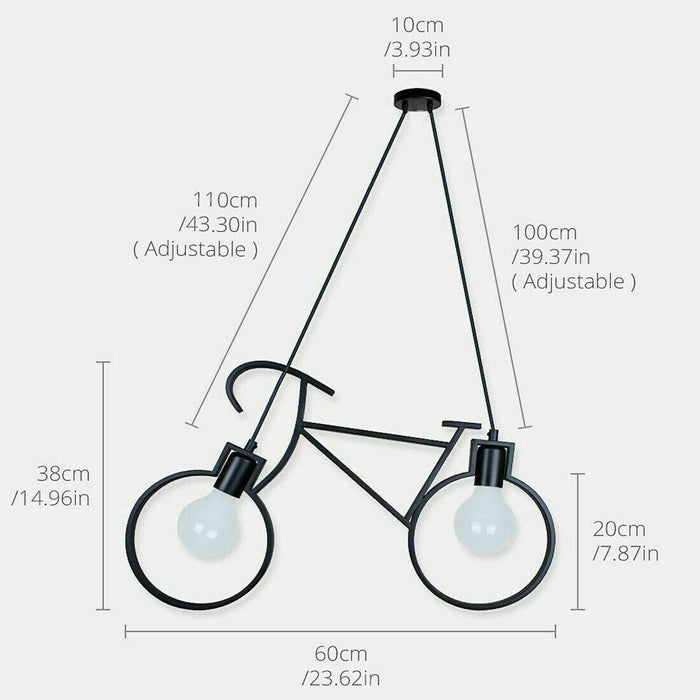 Retro Meta Design Bicycle Ceiling Hanging Pendant Light Shade Modern cycle Lampshade~2668 - Lost Land Interiors