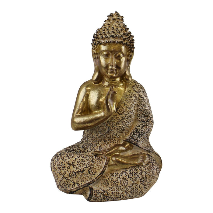 Gold Sitting Buddha Ornament, Meditating, 19cm - Lost Land Interiors