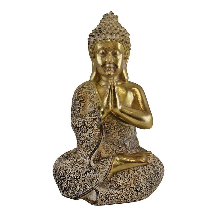 Gold Sitting Buddha Ornament, Praying, 19cm - Lost Land Interiors