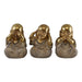 Set of 3 Gold Buddha Ornaments, See No Evil, Hear No Evil, Speak No Evil - Lost Land Interiors