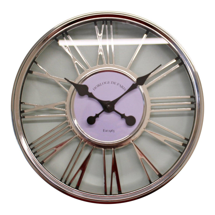 Large Silver Wall Clock 45cm - Lost Land Interiors
